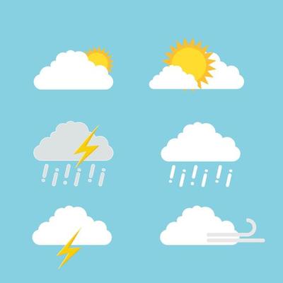Hand drawn set of weather cloud effects collection