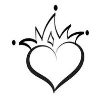 Hand drawn crowned heart design vector