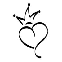 Hand drawn crowned heart design vector