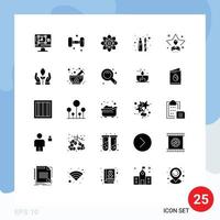 25 Universal Solid Glyph Signs Symbols of bright liner weight eye dollar Editable Vector Design Elements