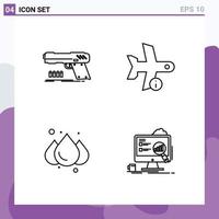 4 Universal Line Signs Symbols of gun transportation shooter info rainy Editable Vector Design Elements