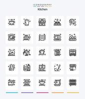 Creative Kitchen 25 OutLine icon pack  Such As egg. kitchen. eat. cooking. salt vector