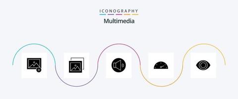 paquete de iconos de glifos multimedia 5 que incluye . volumen. ojo vector