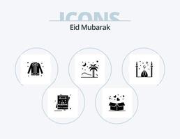 Eid Mubarak Glyph Icon Pack 5 Icon Design. nature. palm. muslim. eid. fashion vector