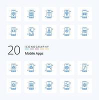 20 Mobile Apps Blue Color icon Pack like app interaction education app training app vector