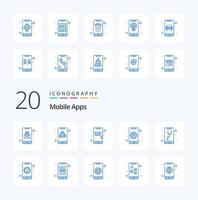 20 Mobile Apps Blue Color icon Pack like app interaction education app training app vector