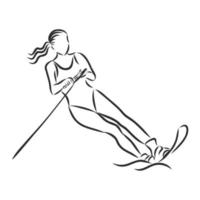 water skiing vector sketch