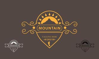mountain and sun elements shining brightly logo icon vector