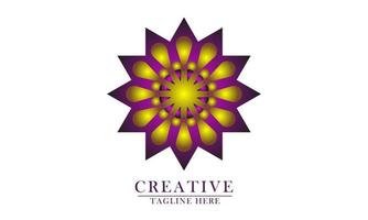 logotipo de mandala con degradado de color morado dorado vector