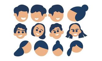 child facial expression icon set vector