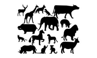 calf animal silhouette icon set vector