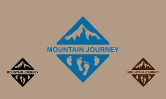 Elements of mountains and footprints in a simple top and bottom triangular logo icon vector