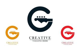 letter g and guitar music logo icons vector