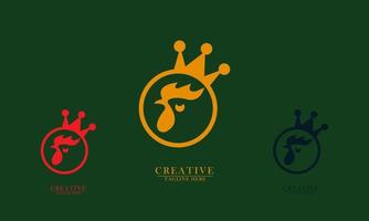 simple king crown rooster food logo icons vector