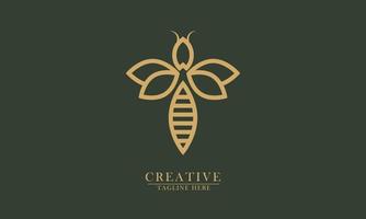 lines form a bee animal product logo icon vector
