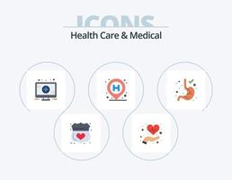 Health Care And Medical Flat Icon Pack 5 Icon Design. gastroenterology. sign. medicine. pin. hospital vector