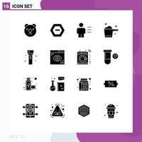 Modern Set of 16 Solid Glyphs and symbols such as electronics housekeeping avatar gauge cleaning Editable Vector Design Elements