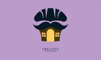 home mustache and bread logo icons bakery restaurants vector