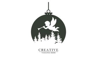 little angel flying over the fir tree vector