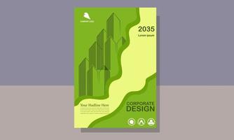 Book Cover Green Color Design Template vector