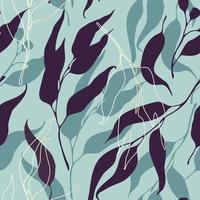 Eucalyptus leaf silhouette botanical seamless pattern in grey blue colors vector