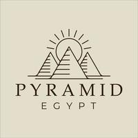 pyramid logo line art vector simple illustration template icon graphic design. egypt destination sign or symbol for travel business with minimalist concept