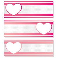 Valentine's day backgrounds set. Vector illustration of a gradient heart with a white frame on a geometric background. Cute love banner banner or greeting card