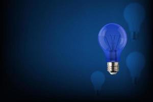 Vector realistic blue background with incandescent lamps silhouette