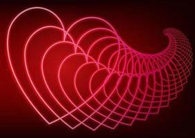 Abstract red heart link connection neon light line background vector