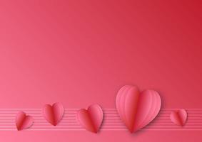 Romantic vector love paper heart pink background