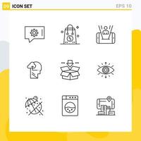 Outline Pack of 9 Universal Symbols of box head mobile mind experience Editable Vector Design Elements