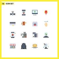 Set of 16 Vector Flat Colors on Grid for money decoration computer chinese lantern Editable Pack of Creative Vector Design Elements