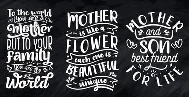 El diseño de tipografía de mamá con letras dibujadas a mano con elemento floral se puede usar en tazas, camisetas vector