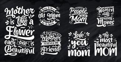 Hand drawn lettering mom Typography Design with floral element can be used on mug, T-shirt vector