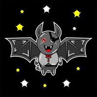 night bat design vector with one eye like a pirate