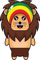 caricatura, ilustración, de, un, rasta, león, mascota, carácter vector