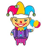 a cute clown cartoon character with a baloon vector