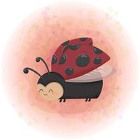 Cute lady bug personaje de dibujos animados gráficos vectoriales 06 vector