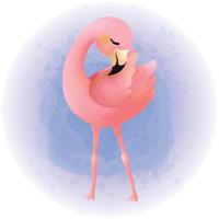Cute Tropical Flamingo Watercolor Cartoon Character 04 vector