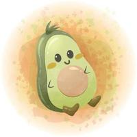 Cute Avocado Cartoon Character Watercolor Vector Graphics 01