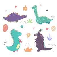 lindo dinosaurio dibujado a mano, perfecto para camisetas y papel tapiz vector