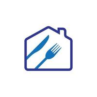 logo de comida casera con cuchillo y tenedor vector