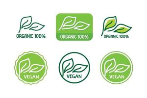 Fresh and natural organic food labels set vector