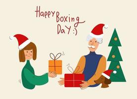 Xmas eve. Boxing day. Christmas gifts. New year celebration, concept banner vector flat illustration
