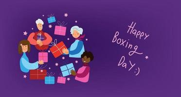 Xmas eve. Boxing day. Christmas gifts. New year celebration, concept banner vector flat illustration