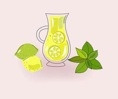 pitcher of lemon juice on a white background vector