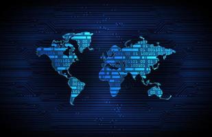 holograma de mapa del mundo moderno sobre fondo de tecnología vector