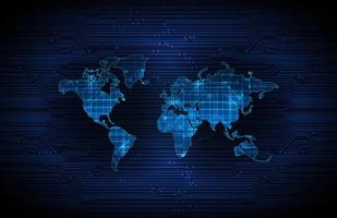 Modern World Map Holograph on Technology Background vector