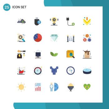 Pack of 25 creative Flat Colors of devices computers signal add gear Editable Vector Design Elements