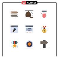 Set of 9 Vector Flat Colors on Grid for interface graphic medical education design Editable Vector Design Elements